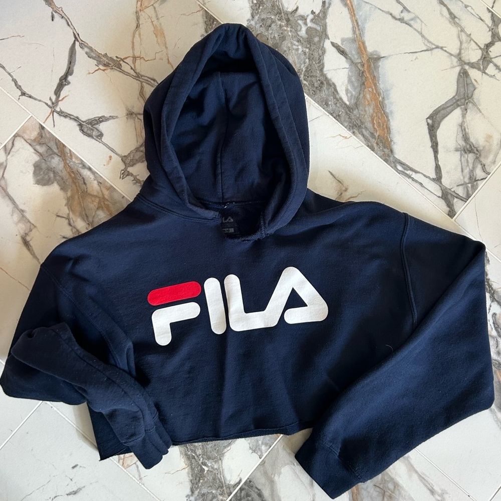 Fila cropped hoodie women’s medium navy blue